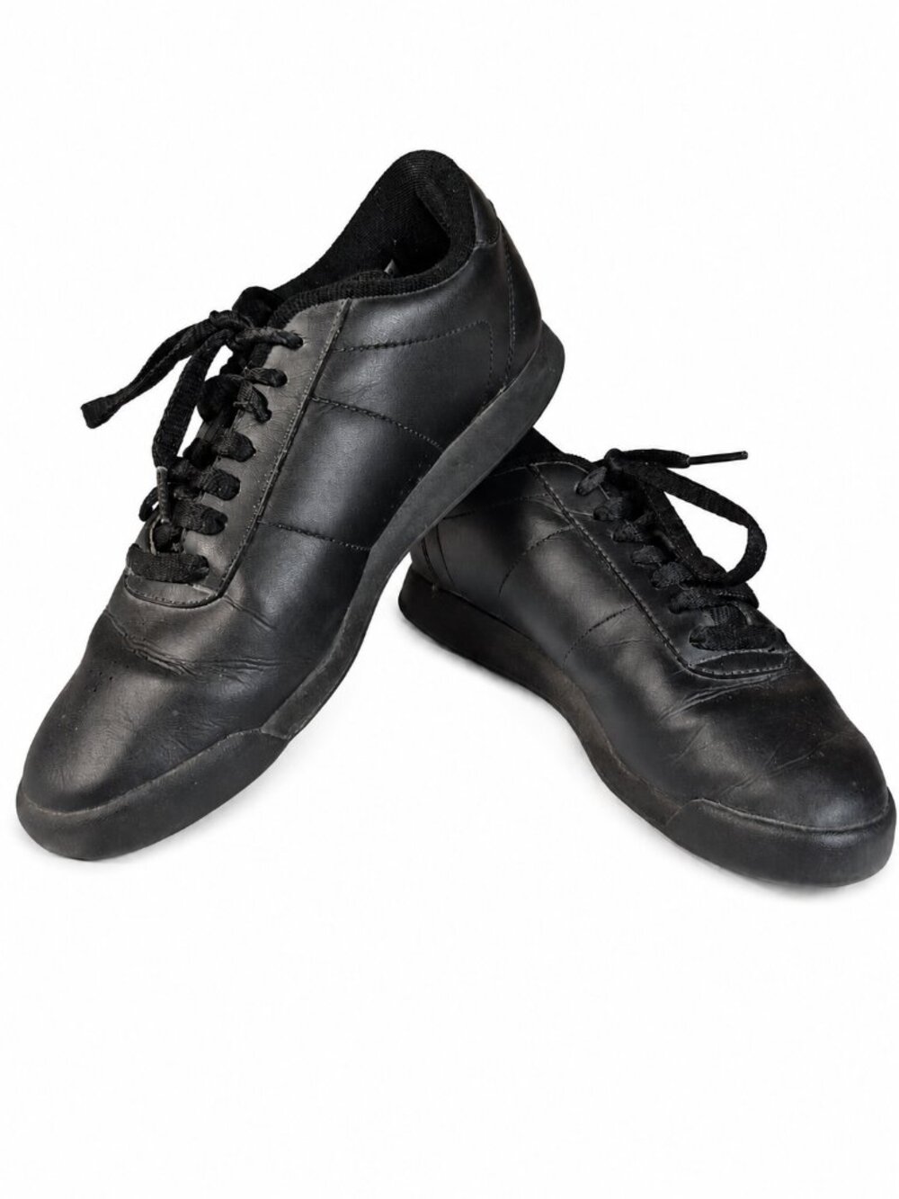 Reebok Classic Black Walking Shoes Women's US 7 Wide D Leather Sneakers EU 37.5